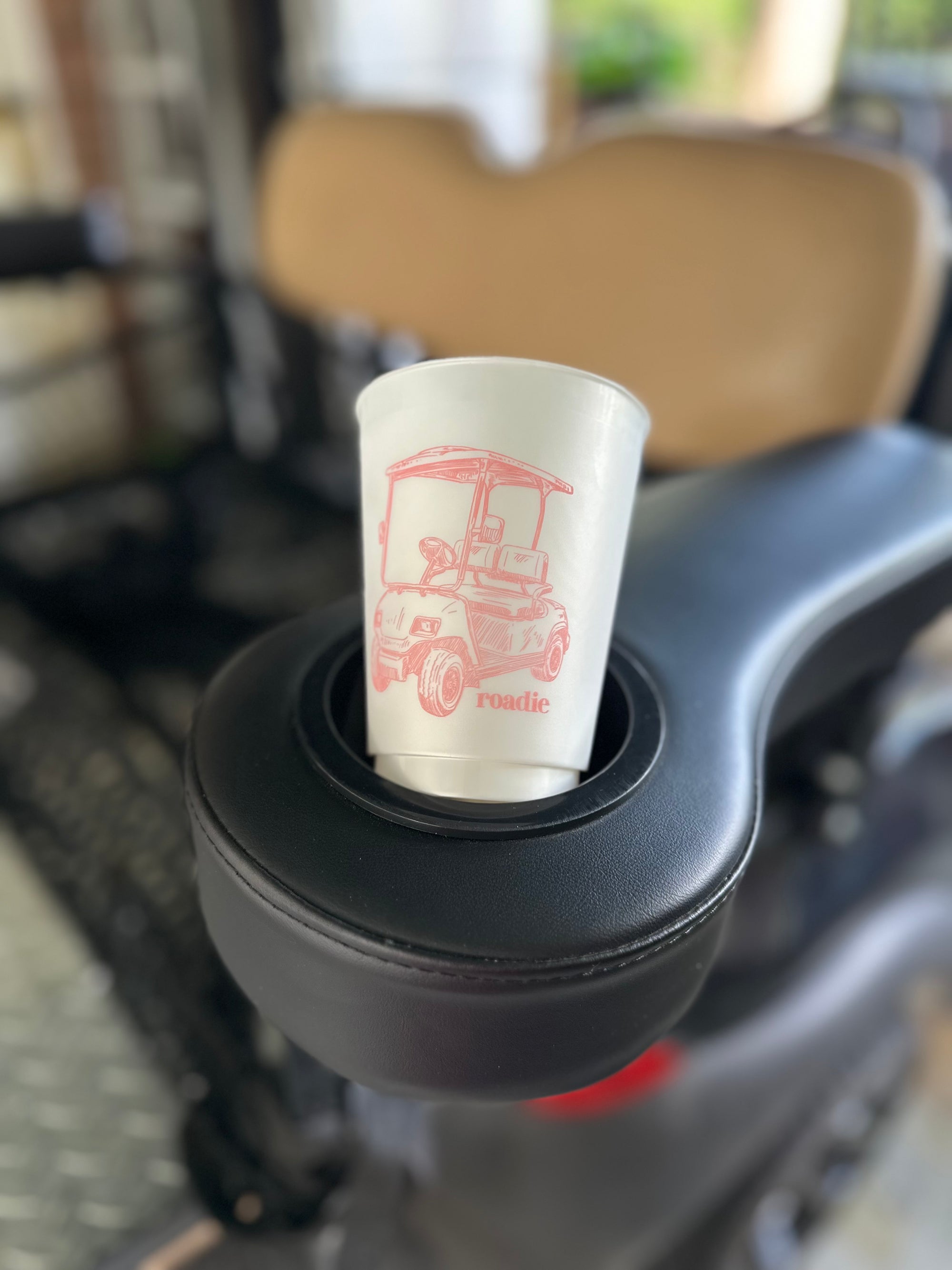 Pink Golf Cart Roadie Pearlized Frosted Flex 16 oz Shatterproof Cups | Sleeve of 8