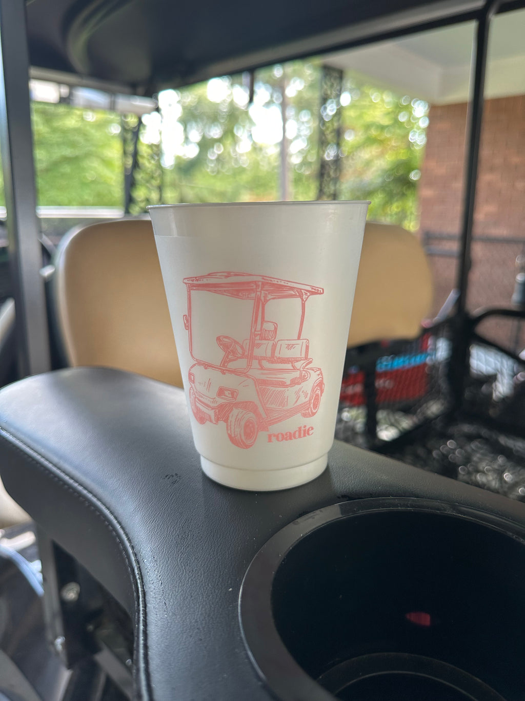 Pink Golf Cart Roadie Pearlized Frosted Flex 16 oz Shatterproof Cups | Sleeve of 8