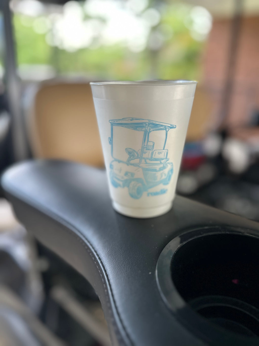 Blue Golf Cart Roadie Pearlized Frosted Flex 16 oz Shatterproof Cups | Sleeve of 8
